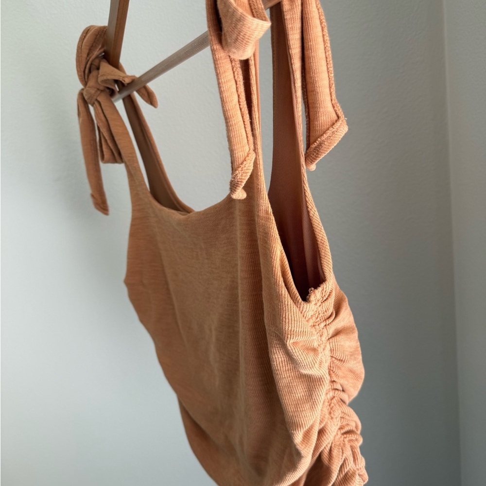 Free People Tie-Shoulder Ribbed Tank Top - Rust - Picture 2 of 4